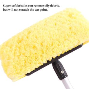 Buyplus 5-12 Foot (20 ft Reach) Car Wash Brush with 12-Inch Soft Bristle, On/Off Switch Telescopic Car Truck Boat Washing Brush with Hose Attachment for Cleaning RVs, House Siding, Floors and More!