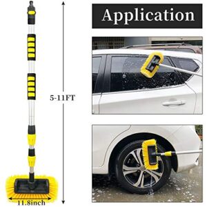 Buyplus 5-12 Foot (20 ft Reach) Car Wash Brush with 12-Inch Soft Bristle, On/Off Switch Telescopic Car Truck Boat Washing Brush with Hose Attachment for Cleaning RVs, House Siding, Floors and More!