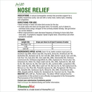 HomeoPet Avian Nose Relief, Sinus Support for Chickens and Pet Birds, 15 Milliliters