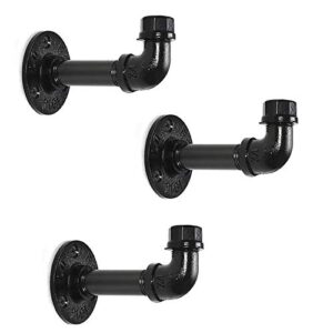 liantral towel hook, 3-pack wall mounted coat hooks industrial wall robe hanger hooks for bathroom kitchen bedroom, iron finished, black
