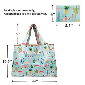 allydrew Large Foldable Tote Nylon Reusable Grocery Bags, Midnight Butterfly