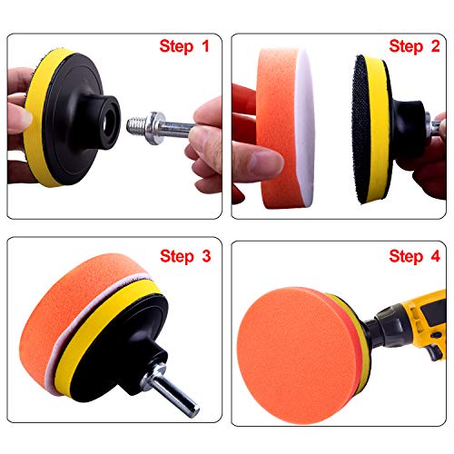 SIQUK 9 Pieces Car Polishing Pad Kit 7 Inch Buffing Pads Foam Polish Pads Car Polisher Attachment for Drill