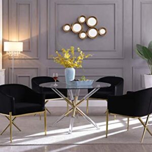 Meridian Furniture Mercury Collection Modern | Contemporary Tempered Glass Top Dining Table with Acrylic and Gold Durable Metal Base, Round