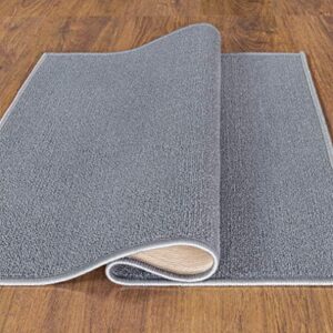 Machine Washable Modern Solid Design Non-Slip Rubberback 2x3 Traditional Area Rug for Entryway, Bedroom, Kitchen, Bathroom, 2'3" x 3', Gray