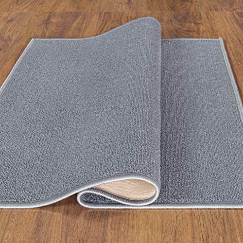 Machine Washable Modern Solid Design Non-Slip Rubberback 2x3 Traditional Area Rug for Entryway, Bedroom, Kitchen, Bathroom, 2'3" x 3', Gray