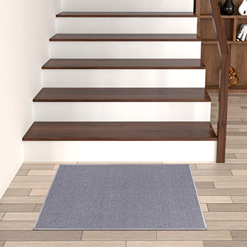 Machine Washable Modern Solid Design Non-Slip Rubberback 2x3 Traditional Area Rug for Entryway, Bedroom, Kitchen, Bathroom, 2'3" x 3', Gray