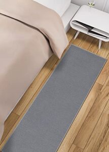 machine washable modern solid design non-slip rubberback 2x6 traditional runner rug for hallway, kitchen, bedroom, living room, 2'2" x 6', gray