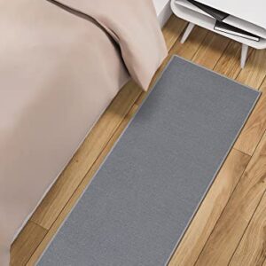 Machine Washable Modern Solid Design Non-Slip Rubberback 2x6 Traditional Runner Rug for Hallway, Kitchen, Bedroom, Living Room, 2'2" x 6', Gray