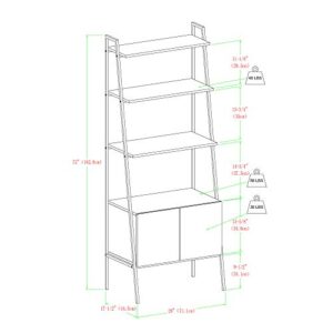 Walker Edison Industrial Wood Ladder Bookcase Home Office Workstation, 72 Inch, Dark Walnut
