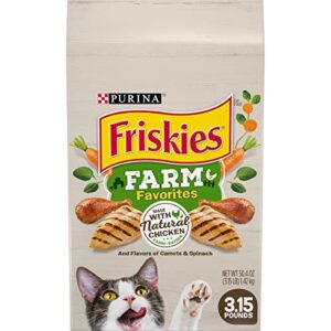 purina friskies dry cat food, farm favorites with chicken - (4) 3.15 lb. bags