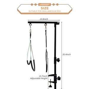 Breeze Touch Dog Grooming Table Arm - 35" Stand Arm with Clamp and Post, Loop Noose, No Sit Haunch Holder Grooming Restraint for Small & Medium Dogs