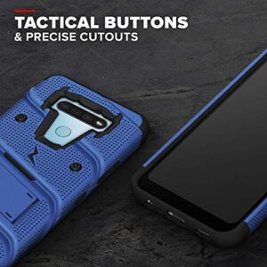 ZIZO Bolt Series for LG K51 / LG Reflect Case with Screen Protector Kickstand Holster Lanyard - Blue & Black