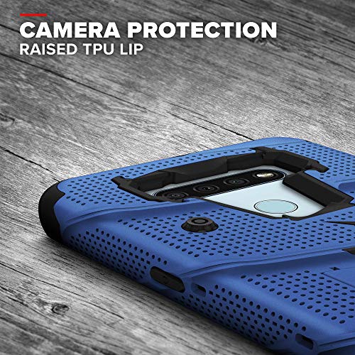 ZIZO Bolt Series for LG K51 / LG Reflect Case with Screen Protector Kickstand Holster Lanyard - Blue & Black