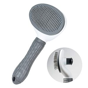 cat brush, els pet self cleaning dog brush for shedding, dog grooming brush removes loose undercoat, dog comb with massage particles, cat dog hair brush for long haired & short haired dogs, cats