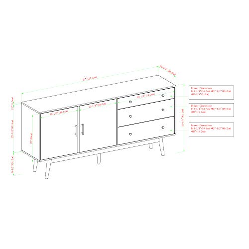 Walker Edison Mid-Century Modern Wood Kitchen Buffet Sideboard Entryway Serving Storage Cabinet Doors-Dining Room Console, 70 Inch, Acorn