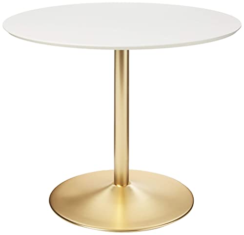 Target Marketing Systems Pisa Round Dining Table with Chrome Plated Base, Modern Retro Kitchen Furniture for Small Spaces, Condos and Apartments, 35.4", Golden