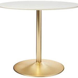 Target Marketing Systems Pisa Round Dining Table with Chrome Plated Base, Modern Retro Kitchen Furniture for Small Spaces, Condos and Apartments, 35.4", Golden