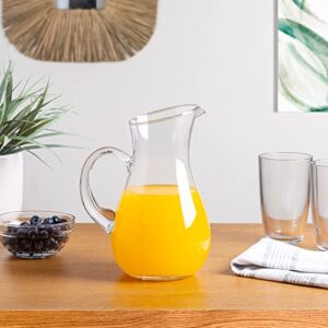 Glass Water Pitcher with Spout – Elegant Serving Carafe for Water, Juice, Sangria, Lemonade, and Cocktails – Crystal-Clear Glass Beverage Pitcher.