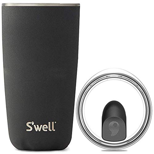 S'well Stainless Steel Tumbler with Clear Slide-Open Lid - 18 Fl Oz - Onyx - Triple-Layered Vacuum-Insulated Containers Keeps Drinks Cold for 12 Hot for 4 Hours - BPA-Free Water Bottle