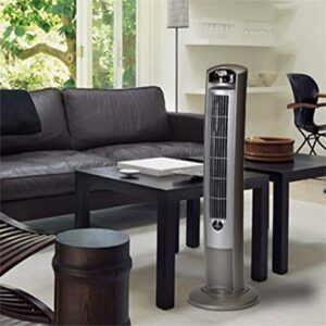 Lasko 2551 Wind Curve Platinum 42-Inch 3-Speed Tower Fan with Remote Control 2 Pack, SILVER