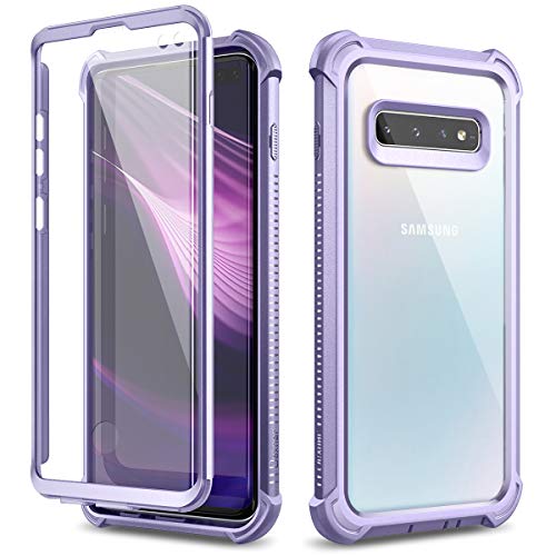 Dexnor Galaxy S10 Plus Case with Screen Protector Clear Rugged Full Body Protective Shockproof Hard Back Defender Dual Layer Heavy Duty Bumper Cover Case for Samsung Galaxy S10 Plus