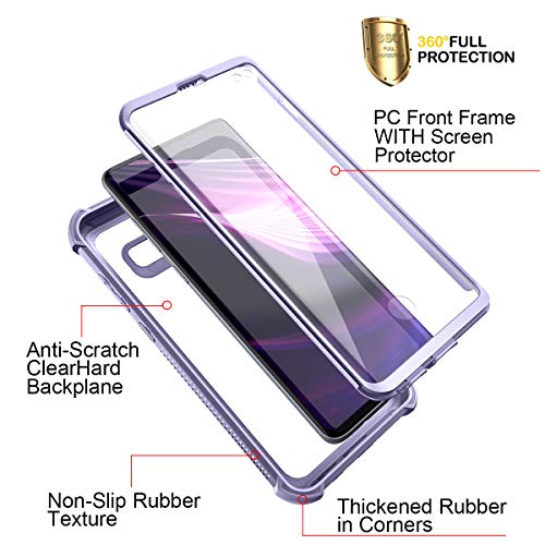 Dexnor Galaxy S10 Plus Case with Screen Protector Clear Rugged Full Body Protective Shockproof Hard Back Defender Dual Layer Heavy Duty Bumper Cover Case for Samsung Galaxy S10 Plus