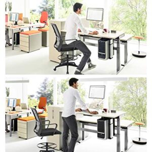 Drafting Chair Tall Office Chair Adjustable Height with Lumbar Support Arms Footrest Mid Back Desk Chair Swivel Rolling Mesh Computer Chair for Adults Standing Desk Drafting Stool(Black)