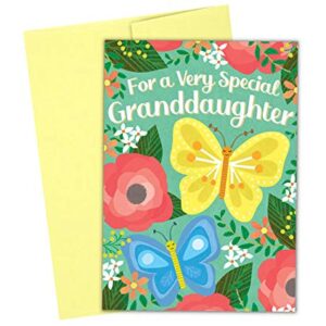 Tiny Expressions - Granddaughter Birthday Card with Yellow A7 Envelope Included | Beautiful Butterfly Illustrations Suitable for All Ages | Interior Images & Message with Room to Write Your Own