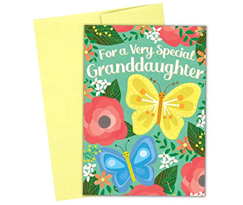 Tiny Expressions - Granddaughter Birthday Card with Yellow A7 Envelope Included | Beautiful Butterfly Illustrations Suitable for All Ages | Interior Images & Message with Room to Write Your Own