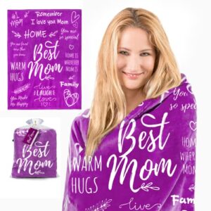 EasyFluffy Mom Gifts from Daughter, Gifts for Mom, Mom Gifts, Best Mom Ever Gifts, Mom Birthday Gifts, I Love You Mom Blanket, Happy Birthday Mom, 50" × 60" (Purple)