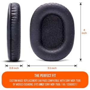 WC Wicked Cushions Replacement Ear Pads for Sony MDR 7506 | Softer Leather, Luxurious Memory Foam, Unmatched Durability | Compatible with MDR 7506 / MDR V6 / MDR CD900ST | (Perforated PU Leather)