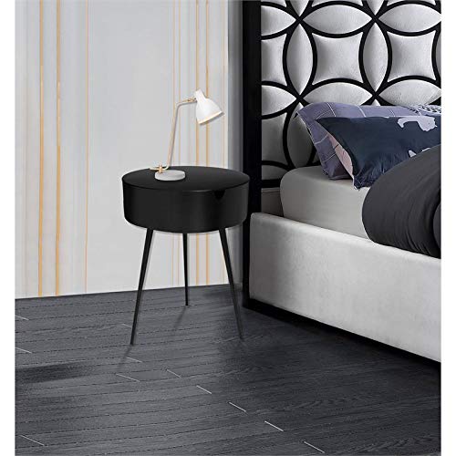 Meridian Furniture Bali Collection Modern | Contemporary Durable Metal Side Table/Nightstand, 16" W x 16" D x 23" H, Black