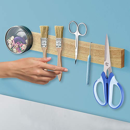 MIAOHUI Ecofriendly Wood Magnetic Knife Strip, Kitchen Magnet Knife Holder for Wall, Magnetic Knife Bar with Multipurpose Use as Knife Rack, Kitchen Utensil Holder and Organizer (13 inches)