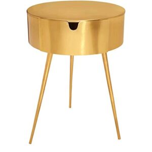 meridian furniture bali collection modern | contemporary durable metal side table/nightstand, 16" w x 16" d x 23" h, gold