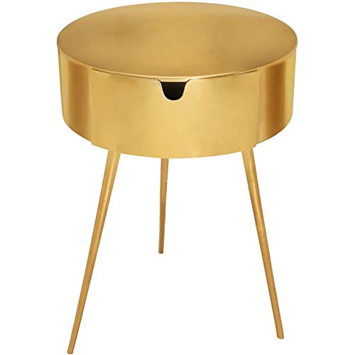 Meridian Furniture Bali Collection Modern | Contemporary Durable Metal Side Table/Nightstand, 16" W x 16" D x 23" H, Gold