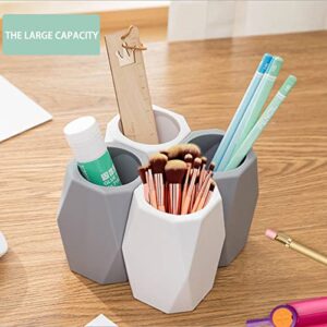 Cerpourt 2 Pack Silicone Pencil Holder White Geometric Pen Cup for Desk Makeup Brush Holder,Desktop Organizer Pen Holder Ideal Gift for Office Home