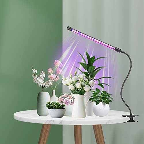 Grow Lights for Indoor Plants, Grow Light with Red Blue Full Spectrum, 3 Switch Modes LED Grow Light with Adjustable Gooseneck, 9 Dimmable Levels Plant Lights for Indoor Plants with Automatic Timer