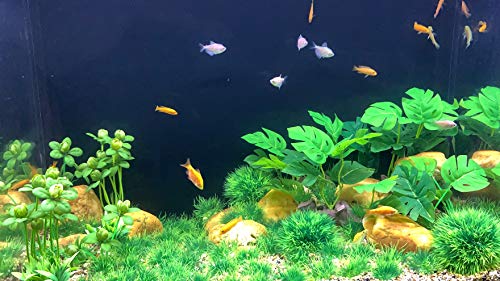 Artificial Aquarium Green Water Plants Grass Ball Set 25 Pcs, Fish Tank Aquarium Decorations, Made of Soft Plastic