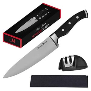 master maison chef knife set - 8" professional premium german stainless steel kitchen knife set with sharpener & edge guard – super sharp chef knife - durable knives for home & professional cooking