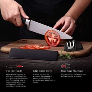 Master Maison Chef Knife Set - 8" Professional Premium German Stainless Steel Kitchen Knife Set with Sharpener & Edge Guard – Super Sharp Chef Knife - Durable Knives for Home & Professional Cooking