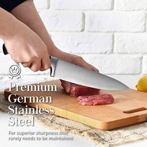 Master Maison Chef Knife Set - 8" Professional Premium German Stainless Steel Kitchen Knife Set with Sharpener & Edge Guard – Super Sharp Chef Knife - Durable Knives for Home & Professional Cooking