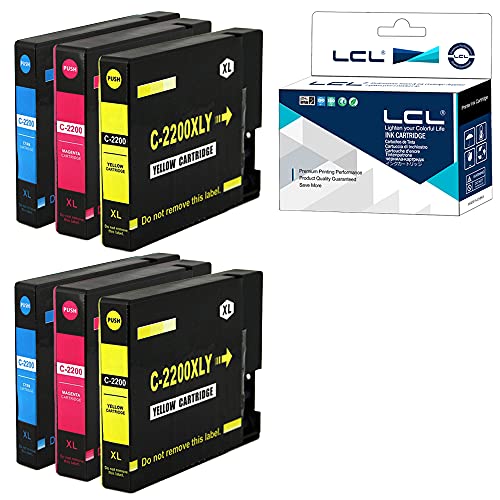 LCL Compatible Ink Cartridge Pigment Replacement for Canon PGI-2200 3color PGI-2200XL PGI-2200XLC PGI-2200XLM PGI-2200XLY High Yield Maxify MB5020 Ib4120 MB5320 MB5420 MB5120 iB4020 (6-Pack 2C 2M 2Y)