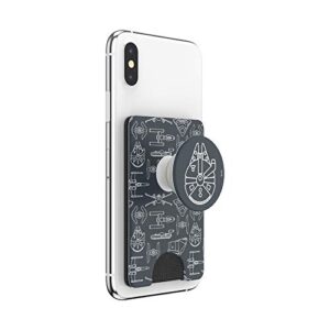 PopSockets Phone Wallet with Expanding Grip, Phone Card Holder, Wireless Charging Compatible, Star Wars - Millennium Falcon