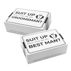 pop fizz designs groomsmen box (6 pack) groomsman gift i groomsmen proposal box | groomsmen gift box set | will you be my groomsman? | will you be my best man? | tuxedo style