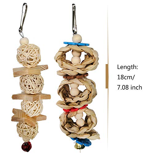 N / A 8 Packs of Bird Swing Chewing Toys, Parrot Natural Wood Climbing Hanging Cage Toys Suitable for Small Parakeets, Love Birds, Cockatiels, Conures, Finches, Parrots, Budgie,Macaws