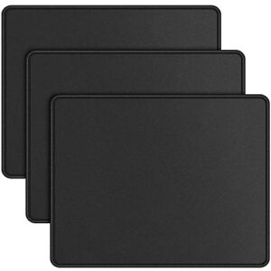 3 pack mouse pad black with stitched edge 11×8.5×0.12 inches premium-textured non-slip rubber base mouse mat mousepad for office & home, black (3 pack)