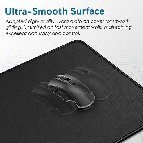 3 Pack Mouse Pad Black with Stitched Edge 11×8.5×0.12 inches Premium-Textured Non-Slip Rubber Base Mouse Mat Mousepad for Office & Home, Black (3 Pack)