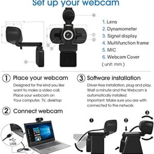 Computer Camera with Microphone,LarmTek 1080P Webcam with Webcam Cover Compatible with Mac OS Windows Laptop PC Desktop,HD Webcam for Live Streaming Gaming Calling Video Conferencing