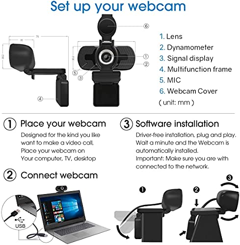 Computer Camera with Microphone,LarmTek 1080P Webcam with Webcam Cover Compatible with Mac OS Windows Laptop PC Desktop,HD Webcam for Live Streaming Gaming Calling Video Conferencing