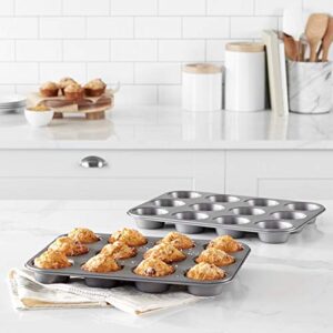 Amazon Basics Nonstick Baking Bread Loaf Pan, 9.5 x 5 Inch, Set of 2 & Nonstick Muffin Baking Pan, 12 Cups - Set of 2